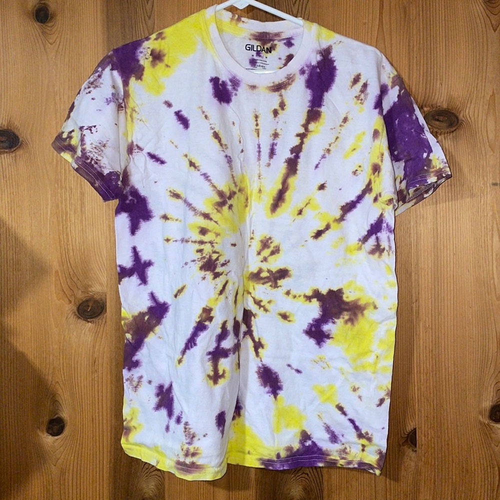 Gildan Purple and Gold tie-dye Tee